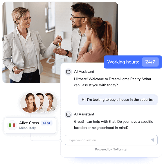 AI-powered real estate assistant chatbot automating lead qualification, enhancing customer interactions, and increasing conversions—helping real estate professionals boost productivity, generate high-quality leads, and close more deals using advanced artificial intelligence.