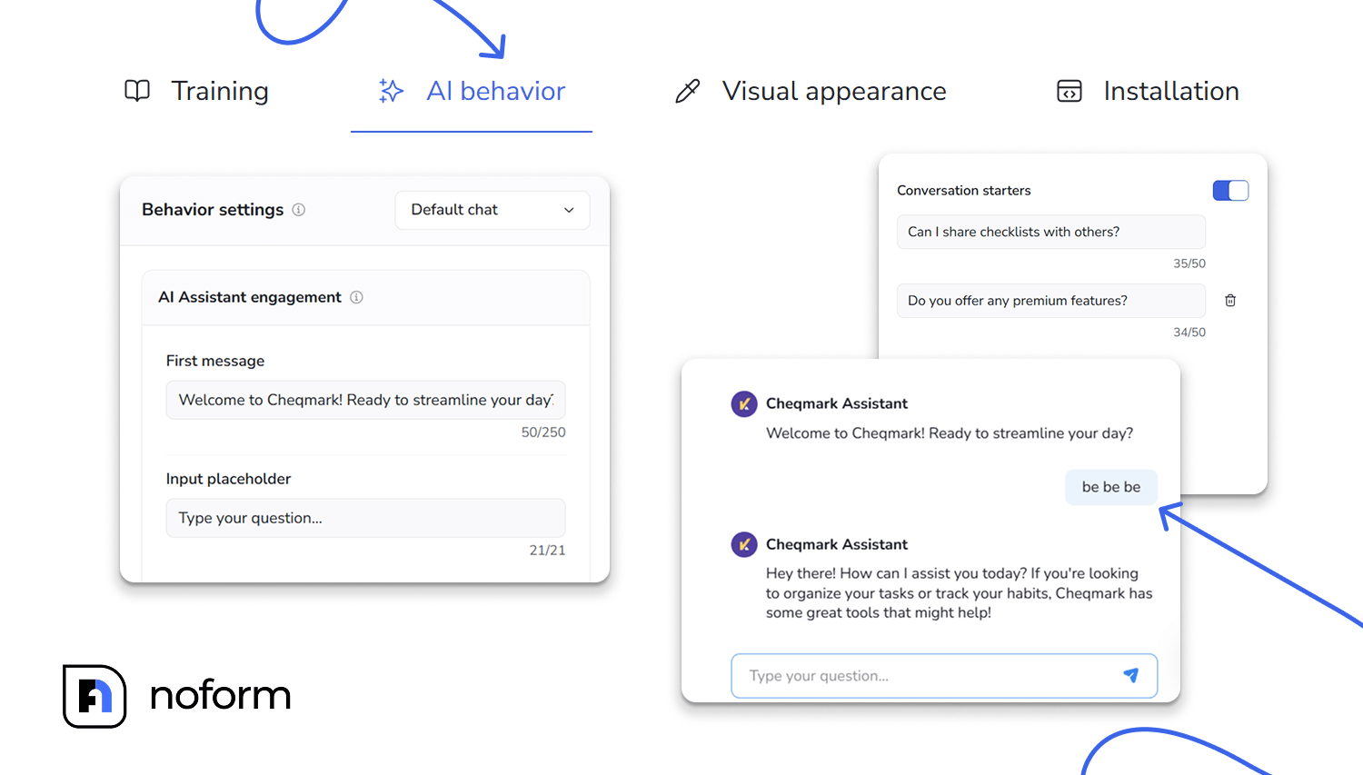 Onboarding testing helps ensure that the chatbot’s welcome messages are aligned with your business goals and will make a positive first impression on website visitors