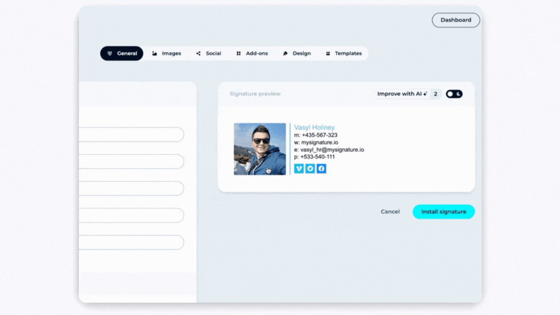 AI Feature for creating branded email signatures
