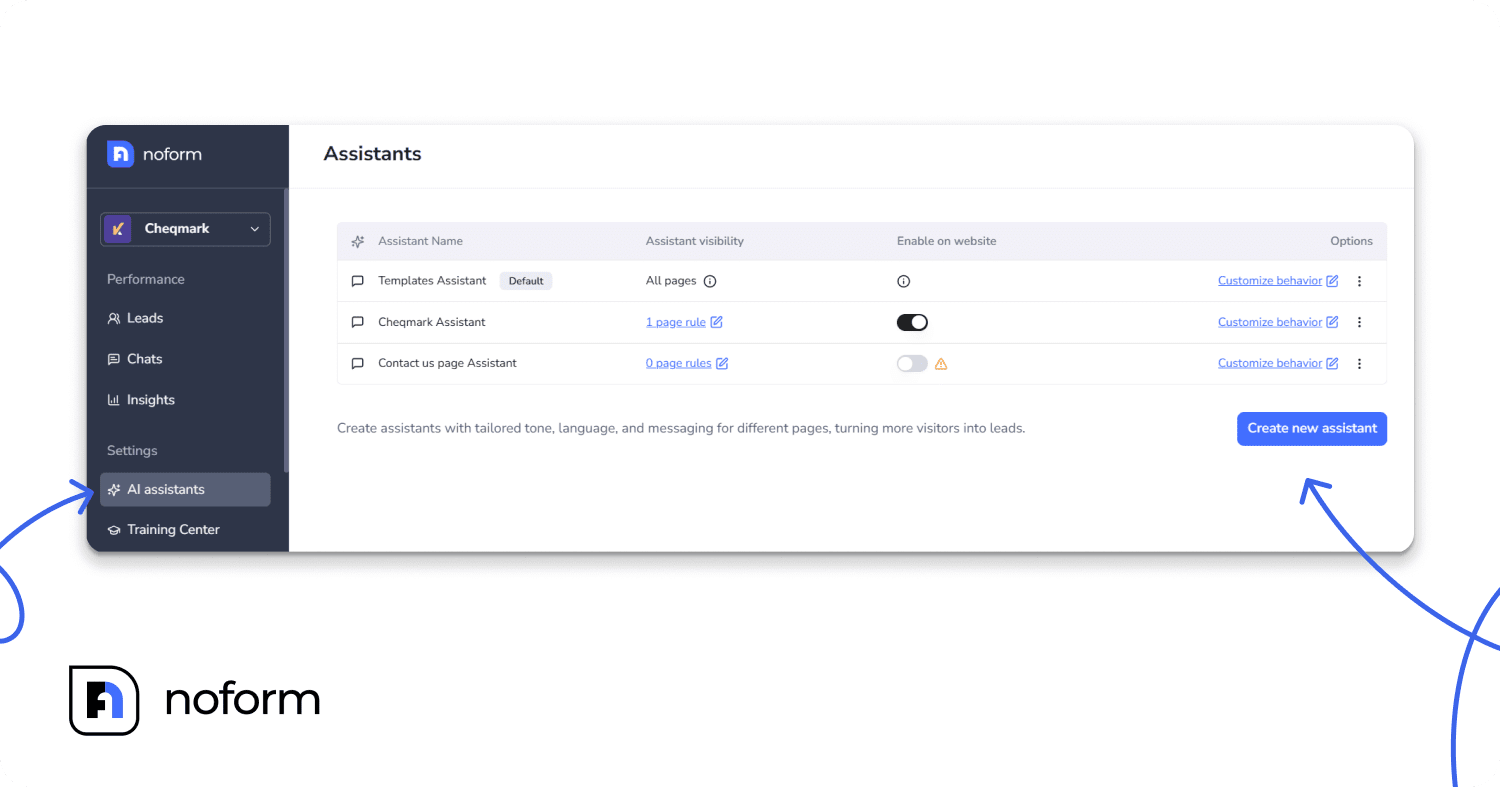 Create an AI assistant & choose a template