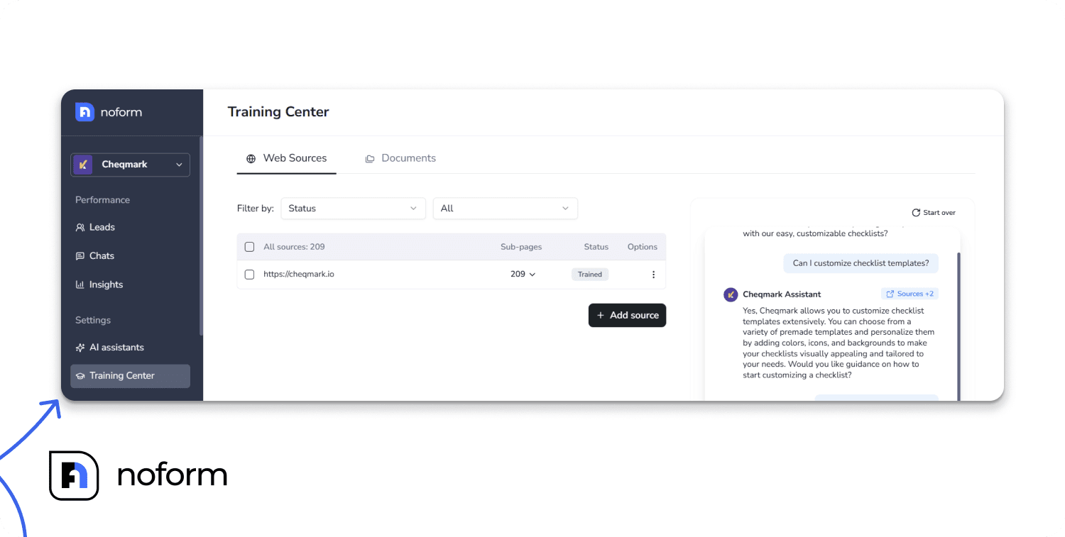 The Training Center is the heart of your AI's knowledge base