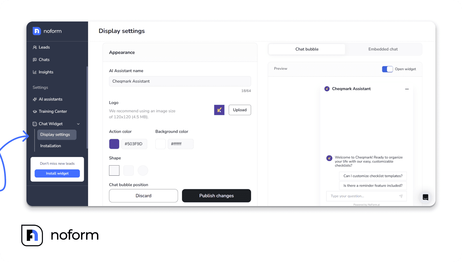 Chat Widget Display Settings