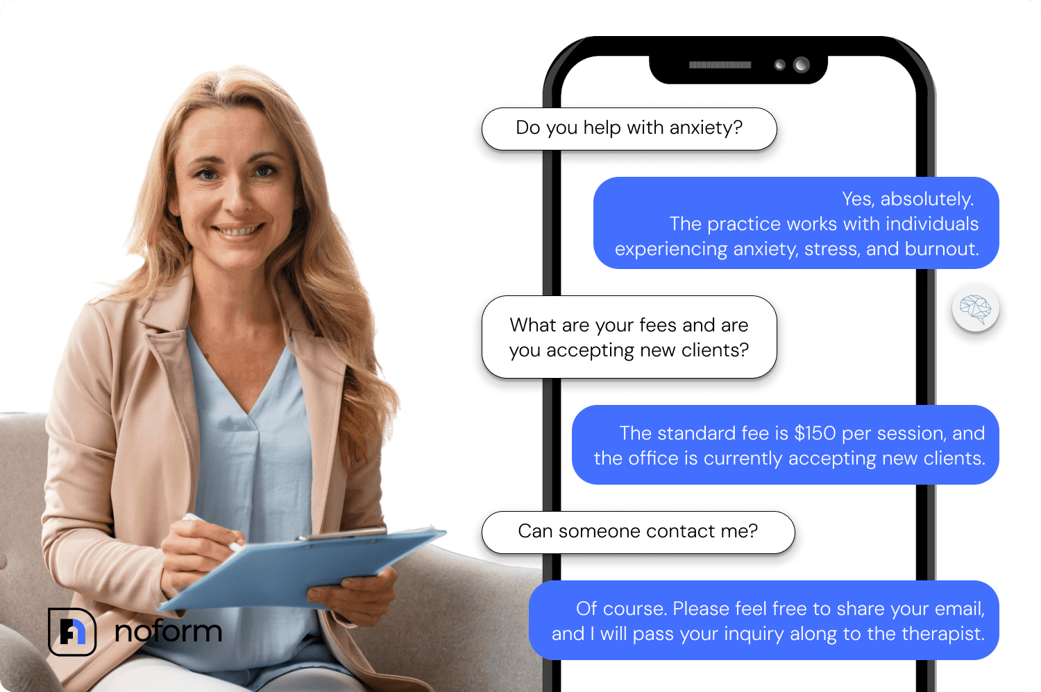 Therapist Chatbot dialogue example