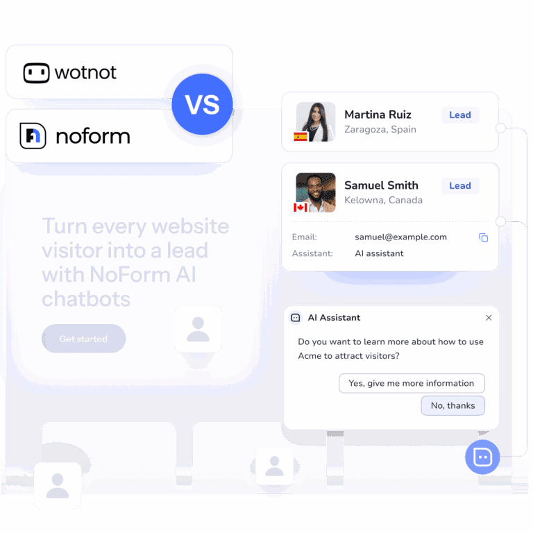 NoForm AI vs. WotNot comparison, autonomous AI lead capture vs. omnichannel AI agent platform